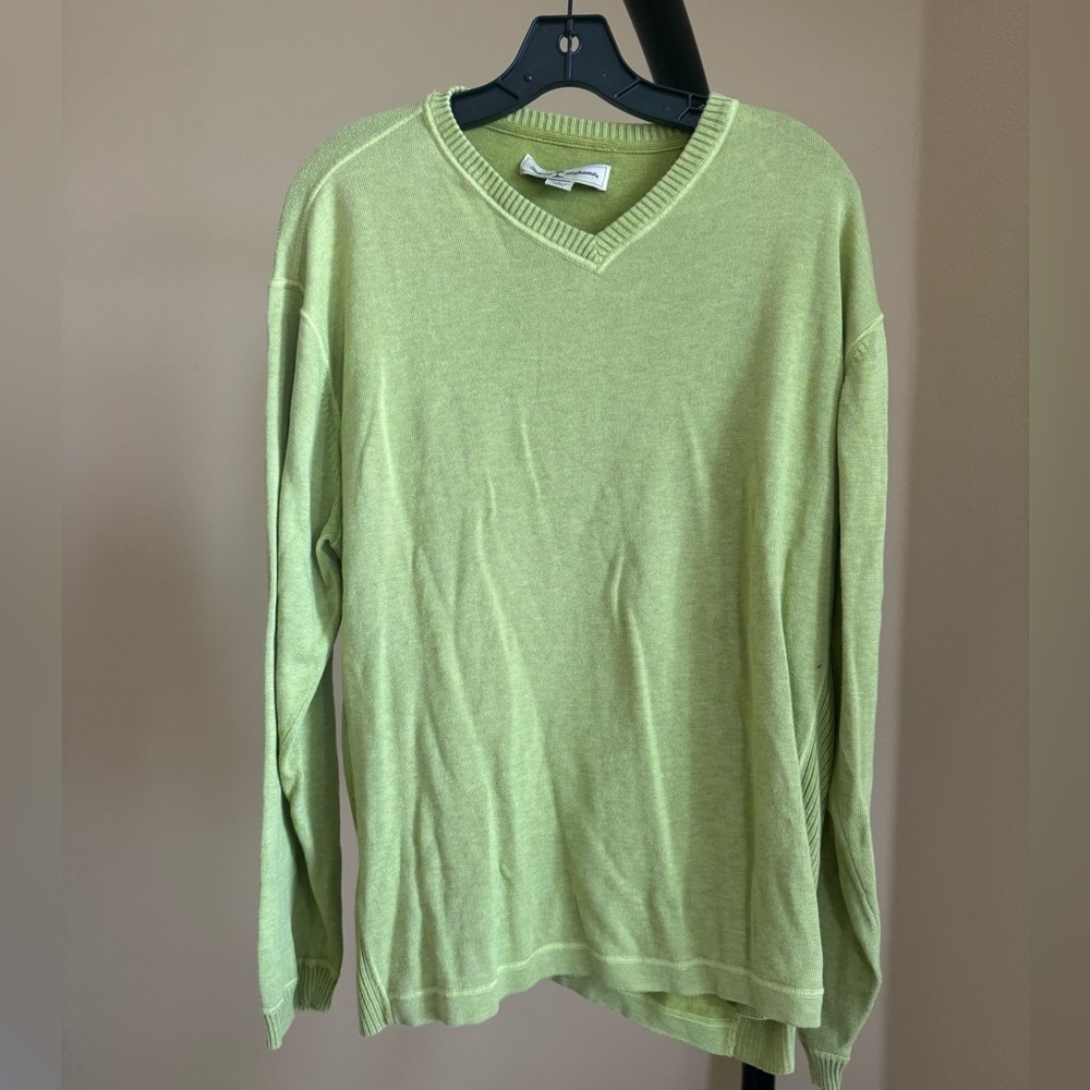 Tommy Bahama Green V Neck Knit Sweater